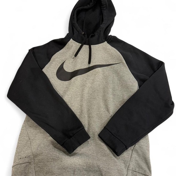 Nike Other - Nike Dri-FIT Mens Hoodie Grey Black Raglan Pullover Swoosh Logo Small